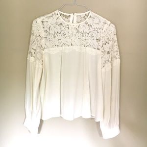 Elegant Lace-Shoulder Blouse